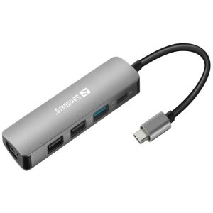 STATION D'ACCUEIL SANDBERG DOCK USB-C HDMI+3XUSB+PD - GRIS sigshop